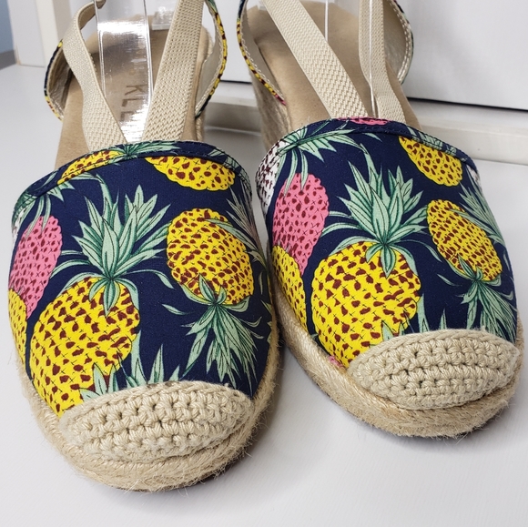 Anne Kline iflex Textile Pineapple Jute Wrapped  Wedge Slingback Espadri… - Picture 2 of 12